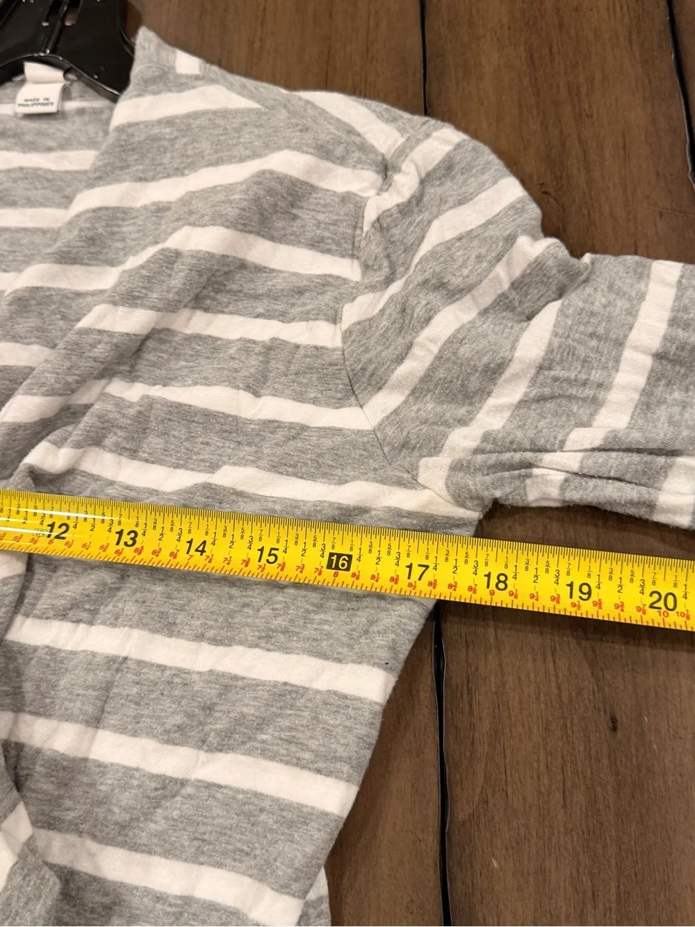 J. Crew Gray and White Striped Open-Front Cardigan T Shirt Cotton #449